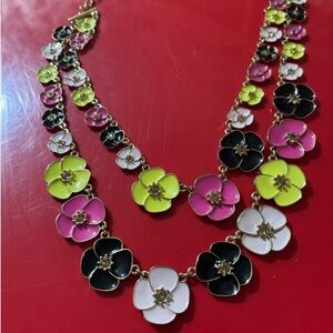 Kate spade beautiful enamel + rhinestone  masses of flowers necklace multi layer